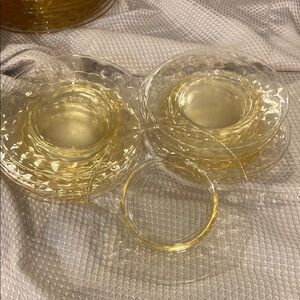 11 yellow depression Glass dessert size Saucer Set